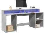 Maison Exclusive - Scrivania Con Luci Led Grigio Cemento 200X55X91 Cm Truciolato