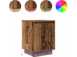Syfax™ Comodino Con Luci Led Legno Antico 38X34X50 Cm