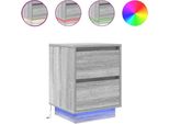 Syfax™ Comodini Con Luci A Led 2 Pz Grigio Sonoma 38X34X50 Cm