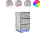 Syfax™ Comodino Con Luci Led Grigio Sonoma 38X34X65 Cm