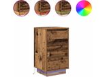 Syfax™ Comodino Con Luci Led Legno Antico 38X34X65 Cm