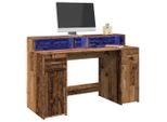 Maison Exclusive - Scrivania Con Luci Led Legno Antico 140X55X91 Cm In Multistrato