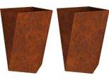 Vidaxl Fioriera 2 Pezzi Rusty 50 X 50 X 75 Cm Acciaio Resistente Alle Intemperie