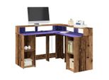 Maison Exclusive - Scrivania Con Luci Led Legno Antico 130X130X91 Cm In Truciolato