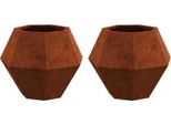 Vidaxl Fioriera 2 Pezzi Rusty 50 X 50 X 40 Cm Acciaio Resistente Alle Intemperie