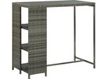 The Living Store Tavolo Da Bar Con Ripiano Grigio 120X60X110 Cm In Poly Rattan