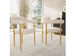 Sweiko 2 Sedie Da Pranzo, Sedie Da Pranzo Moderne E Semplici In Pelle Scamosciata Beige, Comode Sedute Ad Anello, Adatte Per Sala Da Pranzo, Soggiorno E Studio, Gambe Della Sedia Color Oro
