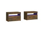 Syfax™ Comodini 2 Pz Con Luci Led Rovere Fumo 60X35X40 Cm