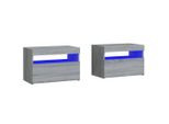 Syfax™ Comodini 2 Pz Con Luci Led Grigio Sonoma 60X35X40 Cm