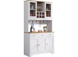 Credenza Sweiko, Armadio Alto In Legno Bianco Venato, 94,5 X 30 X 175,5 Cm, Per Soggiorno E Sala Da Pranzo