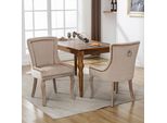 Sweiko Lussuosa Sedia Da Pranzo (Sedia Da Cucina, Sedia Da Soggiorno, 2 Pezzi), Sedia Imbottita Con Decorazioni In Chiodo, Gambe In Legno Massiccio, Rivestimento In Velluto, Beige