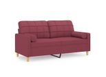 Syfax™ Divano A 2 Posti Con Cuscini Rosso Vino 140 Cm In Tessuto