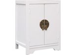 The Living Store Comodino Bianco 38×28×52 Cm In Legno Di Paulownia