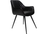 Sedia Da Pranzo Happyment Merlio - Nero - Sedia - Pelle Finta - Gambe In Metallo - Set Di 1 - Altezza Seduta 49 Cm