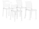 Set Di 4 Sedie Trasparenti In Policarbonato, Design Moderno Ed Elegante, Robuste E Impilabili, Ideali Per Cucina, Sala Da Pranzo, Bar E Ristorante – Aria