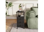 Tavolino Nero Con 3 Cassetti E Funzione Di Ricarica Usb/Type-C Comodino Tavolino Moderno 60X30X62 Cm