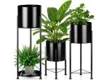 Vilde | Set Di Supporti Per Piante - 3 Pezzi - Supporto Per Fiori In Metallo - Nero - Con Vasi Da Fiori