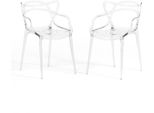 Set Di 2 Sedie In Policarbonato Trasparente Con Braccioli, Dal Design Moderno E Intrecciato, Robuste E Impilabili, Ideali Per Cucina, Sala Da Pranzo, Bar E Ristorante - Iride - Trasparente