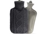 Vilde | Bottiglia Dell'acqua Calda Con Coperchio - Grigio - Grande 2 L - Soffice Bottiglia Dell'acqua Calda - Morbido Coperchio In Pelliccia - Lavabile - Coperchio In Maglia