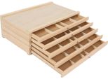 Scatola Portaoggetti In Legno - Cassettiera - 5 Cassetti - Legno Di Pino - Organizzatore Da Scrivania Per Penne E Pennelli - Gioielli E Materiali Artigianali - Marrone