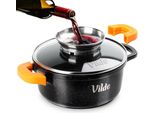 Vilde | Casseruola Con Coperchio In Vetro - 16 Cm - 1,2 L - Pentola Con Manici In Silicone - Adatta All'induzione - Terruna Aroma