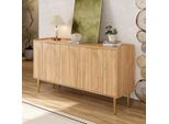Credenza Merax Con 4 Ante E Ripiani Regolabili, Credenza Con Ante Curve E Gambe In Ferro Dorato, Cassettiera Moderna Nature
