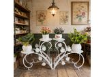 Fativo Porta Piante Bianco - Porta Fiori In Metallo Con 4 Ripiani, Porta Piante Per Interni, Balcone, Soggiorno, Giardino E Decorazione Esterna