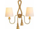 Casa Padrino Doppia Applique Ottone Vintage / Bianco H. 49,5 Cm - Luci