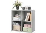 Libreria - Scaffale Cubico Con 4 Ripiani - 29X59,6X59,8 Cm - Scaffale A Terra - Mdf/Pannello Truciolare - Grigio