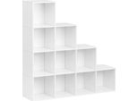 Scaffale A Cubi Libreria - Scaffale A Gradini A Forma Di L - 5 Ripiani - 120 X 120 X 30 Cm - Da Terra - Materiale Ligneo - Design Moderno - Bianco
