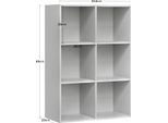 Libreria - Libreria A Cubo - 6 Scomparti - 29 X 59,6 X 89 Cm - Mdf/Chipboard - Divisorio - Salvaspazio - Facile Da Montare - Grigio