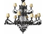Casa Padrino Lampadario Barocco In Ferro Battuto Nero / Beige Ø 100 X H. 100 Cm
