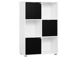 Libreria - Scaffale Con Ante - 3 Ripiani - Mdf - 59,7 X 29,7 X 91 Cm - Bianco/Nero