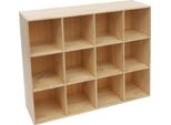 Scaffale A Cubo - Libreria/Scaffale Espositivo - 12 Scomparti - 3 Livelli - 120×30×90 Cm - Legno Massiccio + Plastica - Portata 100 Kg - Richiede Montaggio - Rosso