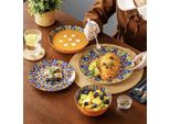Set Da Portata Happyment 4 Persone - 16 Pezzi - Quadrato - Rosso - Ceramica