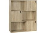 Libreria - Scaffale Cubico - 3 Ante - 6 Ripiani - Pannello Truciolare E1 - 80×96×30 Cm - 15 Kg Per Ripiano - Rovere Chiaro