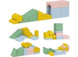 Set Di Mattoncini Morbidi Per Bambini, Set Di 12 Blocchi In Tessuto, Schiuma, Rivestimento In Velluto A Coste, Lavabile, Colori Pastello,