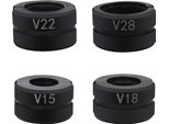 Inserti Per Ganasce A Pressione - Inserto Per Pinze Per Crimpare/Utensili Per Crimpare - Profilo A V 15/18/22/28 Mm - Set Di 4 - Acciaio Cr45 - Per Tubi - Nero