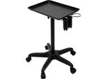 Carrello Da Parrucchiere - Carrello Da Salone - Regolabile In Altezza - 2 Portabicchieri E 1 Anello In Metallo - Alluminio - Portata 6 Kg - Ruote - Nero
