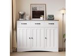 Credenza Bealife A 3 Ante 110X40X80 Cm | Con Cassetti, Protezione Antiribaltamento In Mdf In Look Retrò/Grigio | AP41