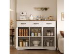 Credenza Bealife A 3 Ante 110X40X80 Cm | Con Cassetti, Protezione Antiribaltamento In Mdf In Look Retrò/Grigio | AP41