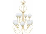 Casa Padrino Lampadario Barocco In Ferro Battuto Crema/Bianco Ø 110 X H. 155 Cm
