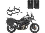 Set Valigia In Alluminio + Portavaligie Adatto Per Suzuki V-Strom 1050 / De / Xt