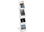 Supporto Per Brochure E Volantini - Supporto Da Terra A 4 Livelli - Pieghevole - Ferro - Dimensioni 36×27×132 Cm - Peso 4 Kg - Bianco