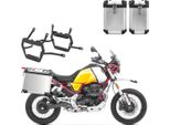 Set Valigetta + Portavaligetta In Alluminio Adatto Per Moto Guzzi V85 Tt 19-23 Alumi