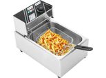 Friggitrice Professionale - Friggitrice Elettrica 6 L - 2,5 Kw - 220 V 50 Hz - Termostato 60-200 °C - Acciaio Inox 410/201 - Giallo Chiaro