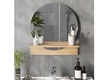 Vicco Specchio Bagno Elyra, 50 X 54.5 Cm Con Ripiano, Quercia Dorata