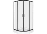 Kerra | Box Doccia - 90X90 Cm - Nero - Semicircolare - Vetro Trasparente - Con Piatto Doccia Piatto - Aruba