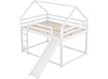 Letto A Castello Per Bambini Bolt Edge Con Scivolo – Letto A Casetta 140X200 Cm – Letto A Soppalco Per Bambini – 2 Letti Per Bambini – Con Scala Angolare, Protezione Anticaduta E Finestra – Bianco/Grigio