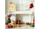 Set Da Toeletta Fortuna Lai Con Specchio Led A Tre Colori, Quattro Cassetti, 1 Armadio Illuminato Con Ante In Vetro, 1 Vano Portaoggetti Aperto, Bianco, Dimensioni: 100 X 40 X 125 Cm (Senza Sgabello)